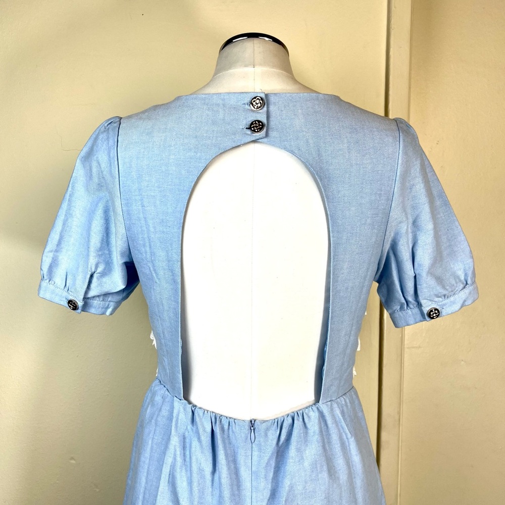 Lace Ruffled Open Back Dress with Pockets - Picture 6 of 13